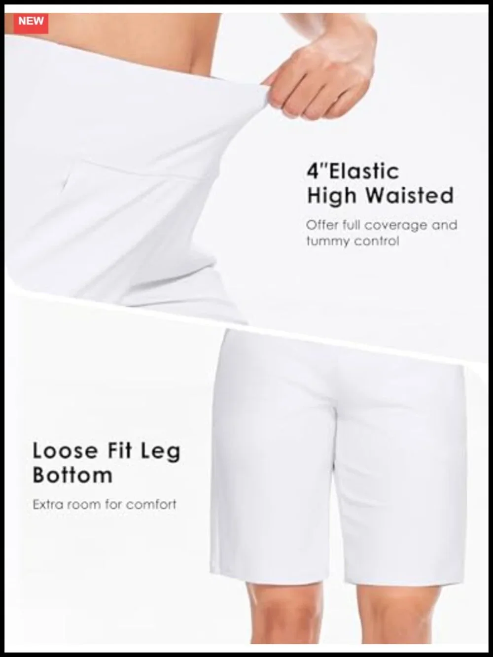 High Waisted Bermuda Shorts Knee Length with Pockets Athletic Lounge Yoga
